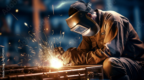 welder is welding metal , industry them bokeh and sparkle background © Tony A