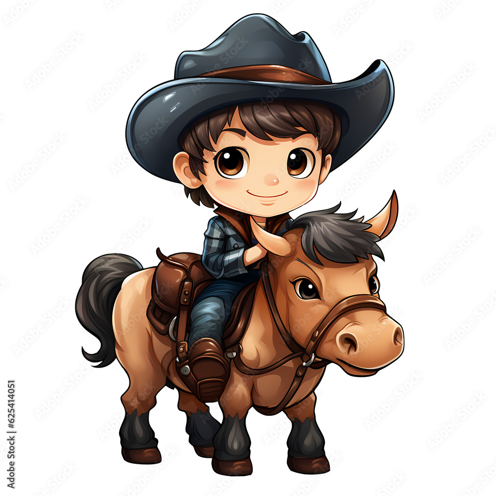 Cute Cowboy Riding a Bull Illustration Cute Cowboy Riding a Bull Illustration