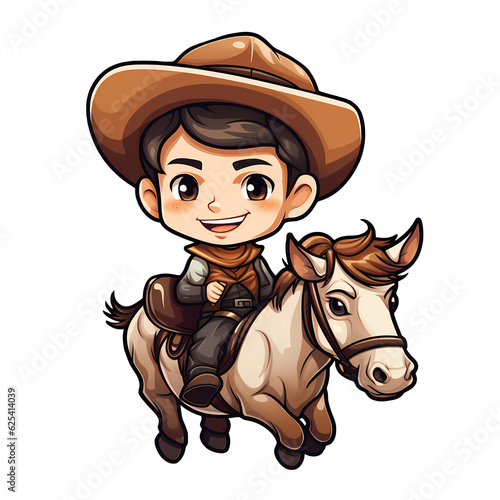 Cute Cowboy Riding a Bull Illustration © pisan