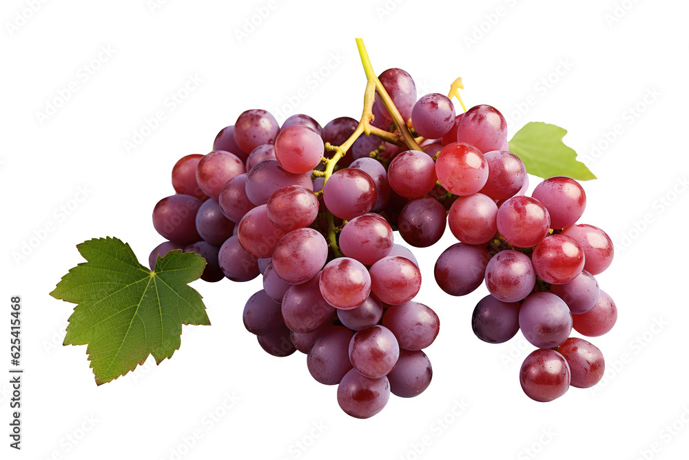 Blue grapes with green leaf isolated on transparent background. Generative Ai Blue grapes with green leaf isolated on transparent background. Generative Ai