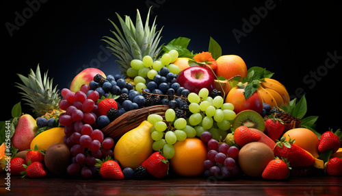 Fresh fruits assorted fruits colorful background.Vitamins natural nutrition   incredibly detailed  sharpen  details   professional lighting  film lighting   lightroom   cinematography   artstation 