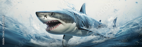 ferocious great white shark, generative ai