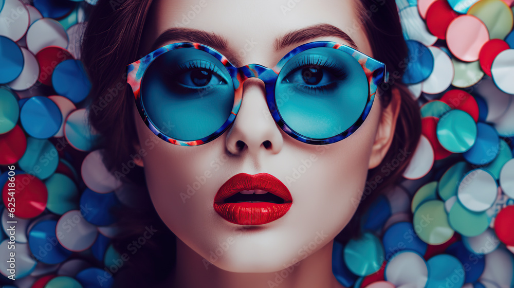 Young model wearing sunglasses, fashion illustration Young model wearing sunglasses, fashion illustration