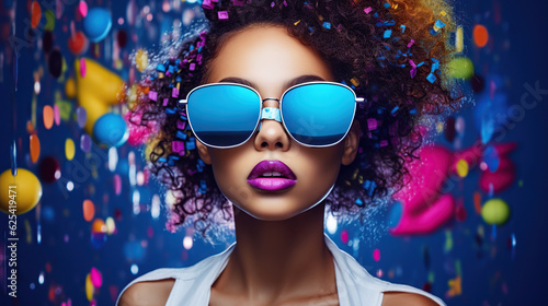 Young model wearing sunglasses  fashion illustration