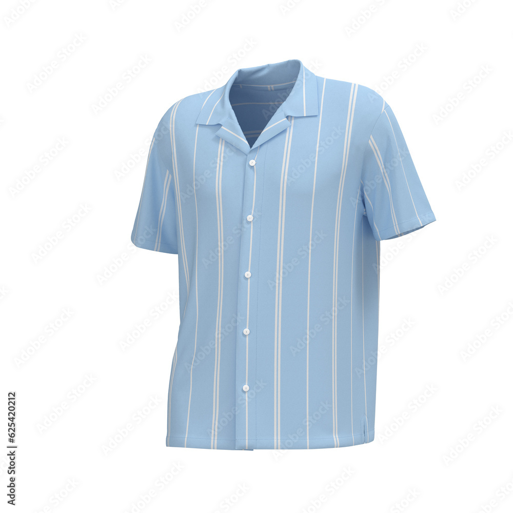 Men Revere collar n short sleeve shirt isolated on white side3 Men Revere collar n short sleeve shirt isolated on white side3