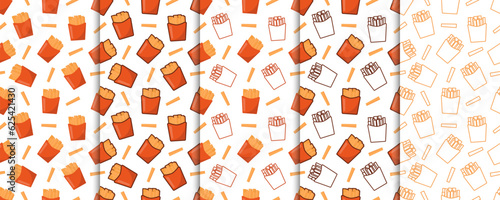 Fast food french fries seamless pattern vector