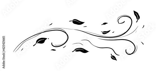Leaf wind doodle line sketch set. Hand drawn doodle wind motion, air blow, leaf falling elements. Sketch drawn air weather, autumn falling concept. Isolated vector illustration.