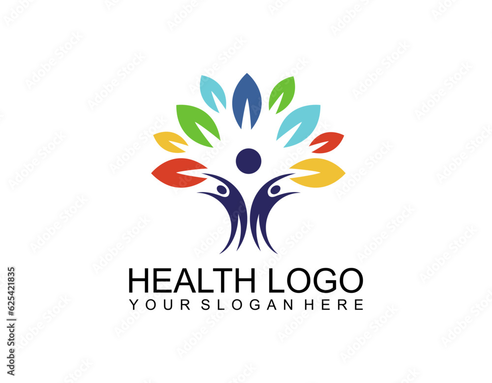 health care vector symbol. Abstract line medical health logo icon design.