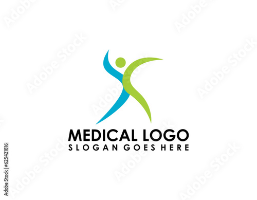 health care vector symbol. Abstract line medical health logo icon design.
