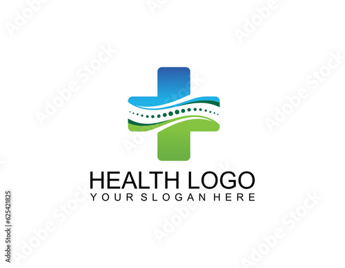 health care vector symbol. Abstract line medical health logo icon design.