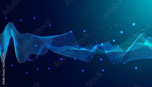 abstract blue digital equalizer, vector of sound wave pattern element