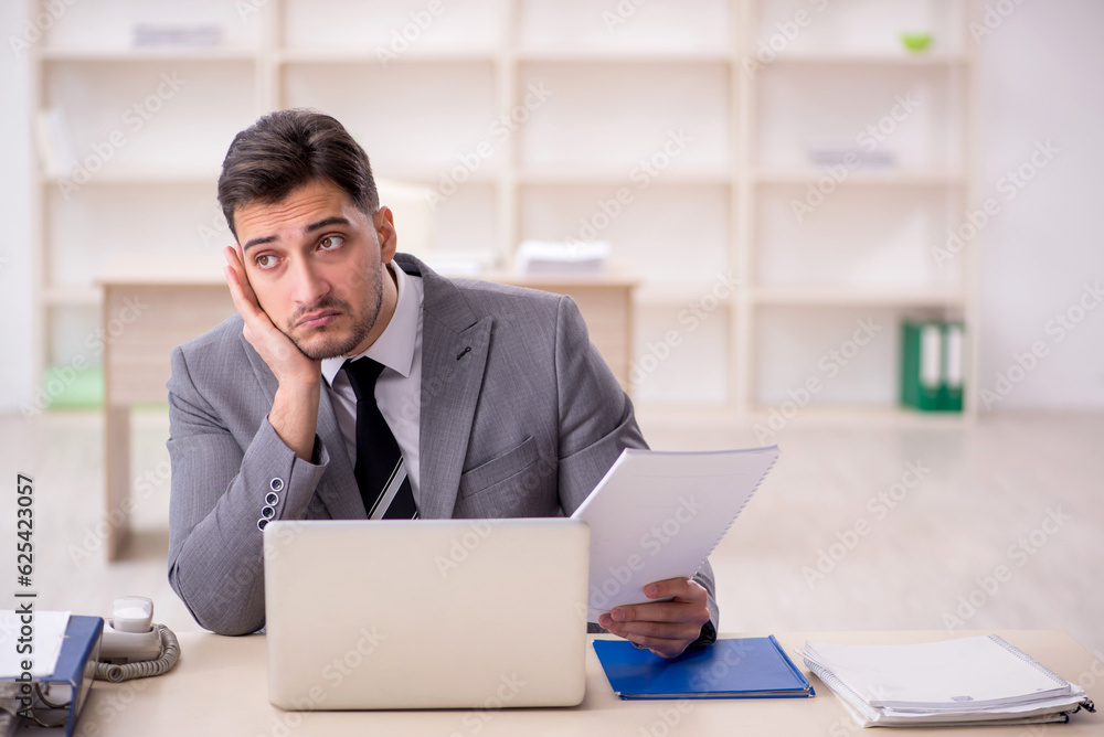 Young male employee working in the office Young male employee working in the office
