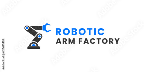 Robotic arm factory. Robotic arm factory vector isolated for industrial illustration. Best Robotic arm factory vector in flat style. Robotic arm factory logo for business.