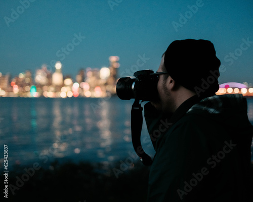 Man captures urban bokeh at dusk in Seattle