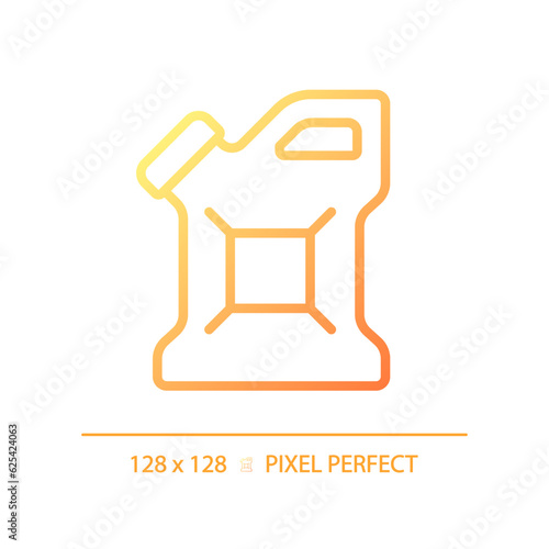 Jerrycan gradient linear vector icon. Plastic canister. Jerry can. Motor oil bottle. Fuel container. Diesel can. Thin line color symbol. Modern style pictogram. Vector isolated outline drawing