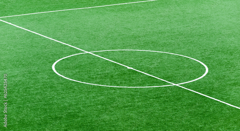 Top view centre circle soccer pitch