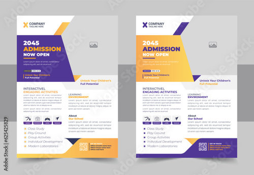 Creative and modern education admission flyer template, Kids back to school education admission flyer poster layout template
