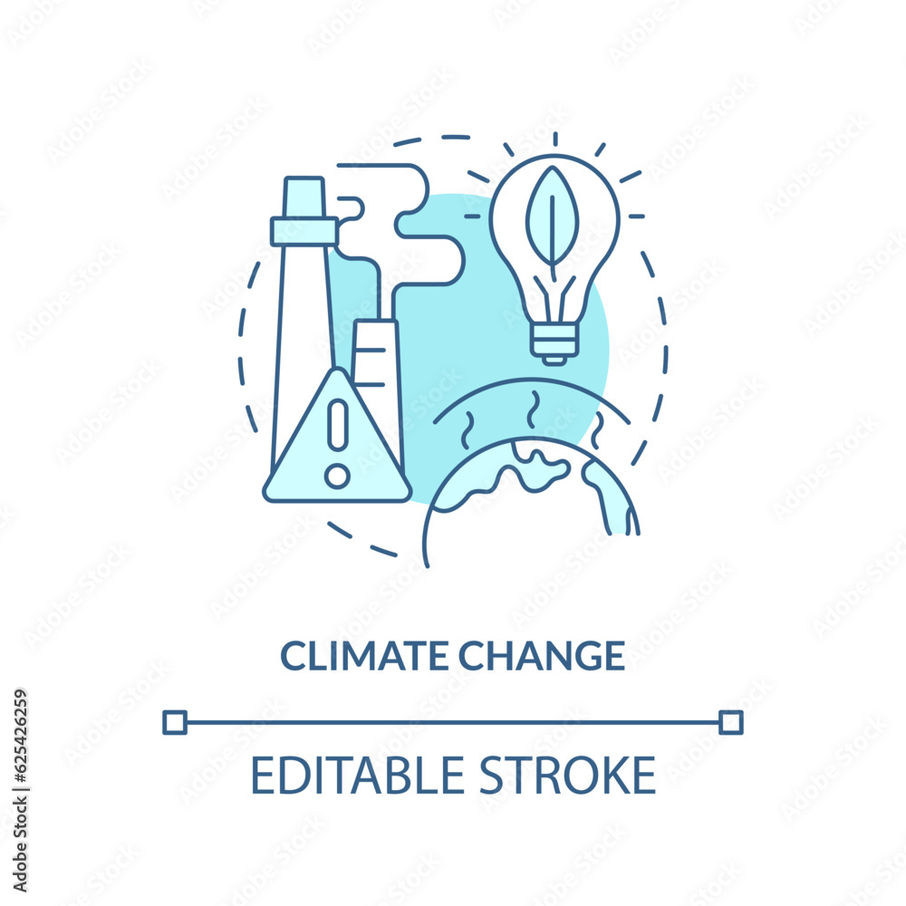 Editable climate change linear concept, isolated vector, blue thin line icon representing carbon border adjustment.