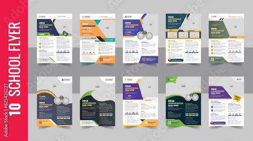 Kids back to school education admission flyer poster layout template bundle