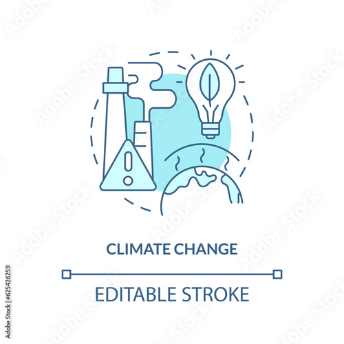 Editable climate change linear concept, isolated vector, blue thin line icon representing carbon border adjustment.