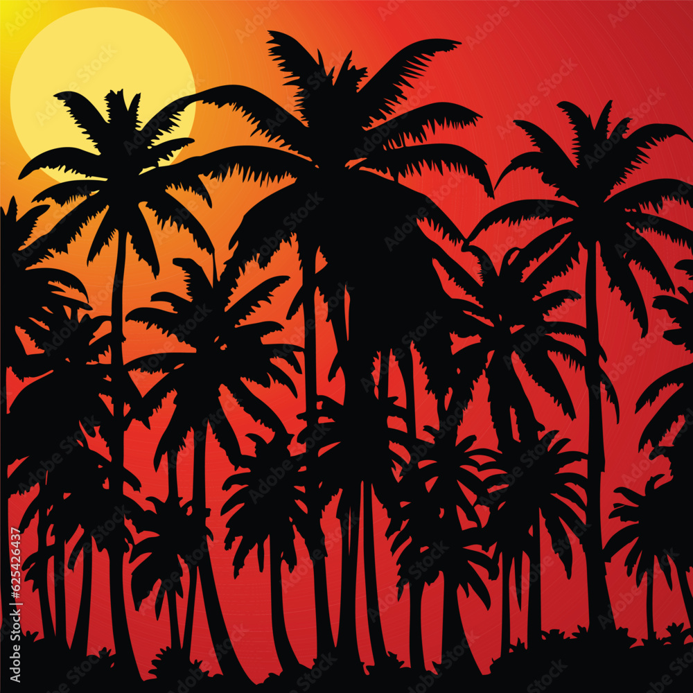 Fototapeta premium Palm Tree vector Palm tree silhouette Coconut tree vector silhouette