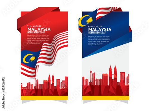 Vector design Ilustration of city of Malaysia landmark, Kuala Lumpur and flag. Malaysia Travel concept.