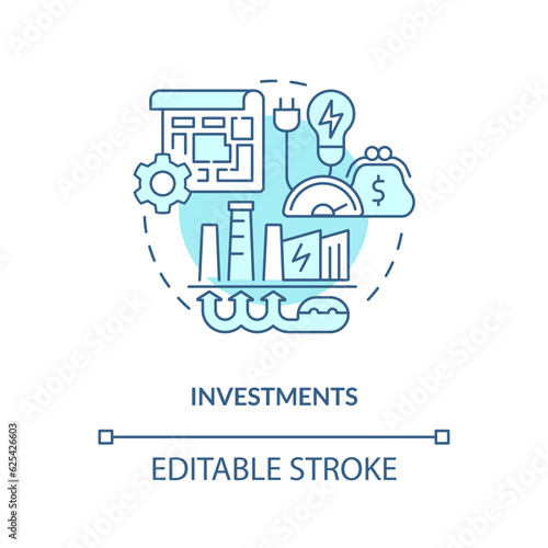 Editable investments linear concept, isolated vector, blue thin line icon representing carbon border adjustment.