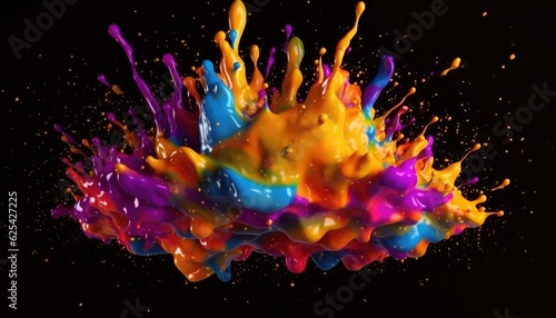 Colorful liquid splash 3D render wallpapper, background © Retro graphics
