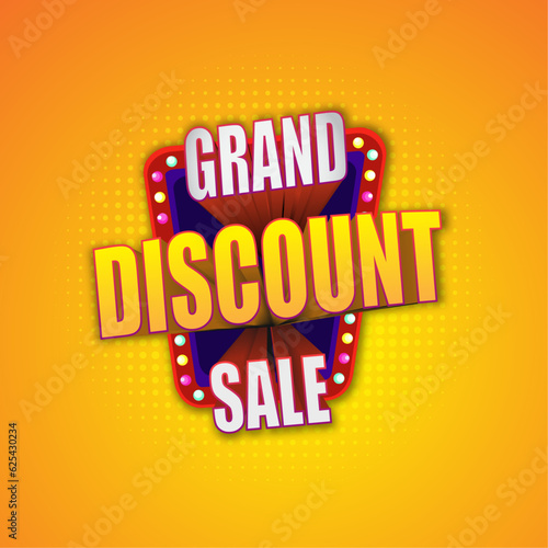Grand Discount Sale Logo Unit, Retail Advertising, promotional Logo Vector Design 3d Typo