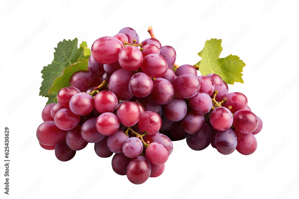 Blue grapes with green leaf isolated on transparent background. Generative Ai Blue grapes with green leaf isolated on transparent background. Generative Ai