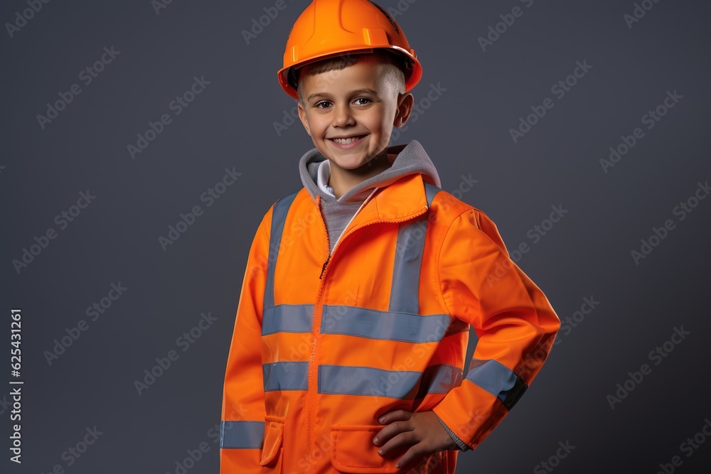 Portrait of a cute little boy in a construction helmet.Generative Ai Portrait of a cute little boy in a construction helmet.Generative Ai