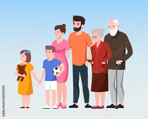 Online consultation with family physician via mobile app, healthcare needs of all age groups within family. Digital prescriptions and teletherapy. Flat vector illustration in cartoon style