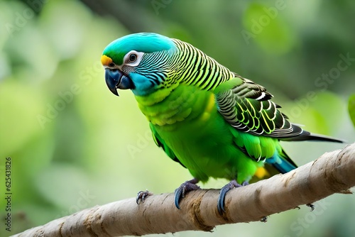 Parrot on a branch green background