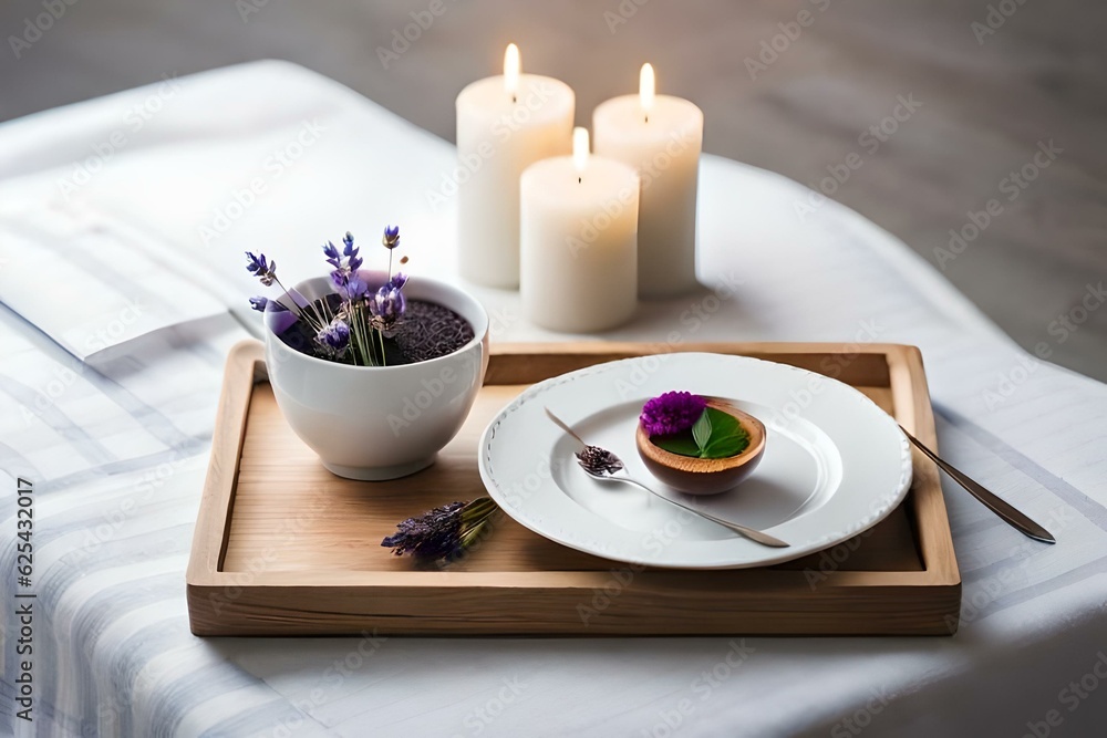 spa still life with candles and flowers