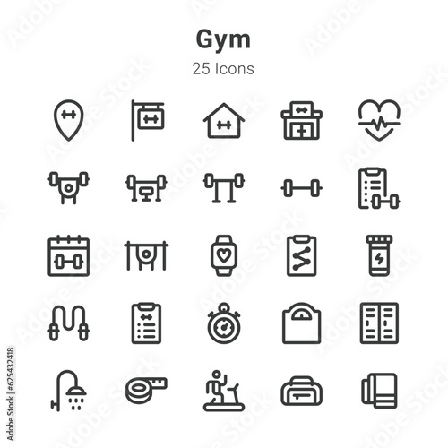 25 icons collection on Gym and related topics