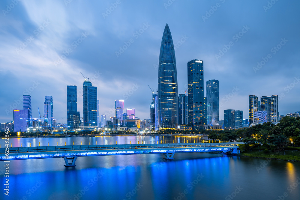 Obraz premium Night view of Houhai CBD in Shenzhen, China
