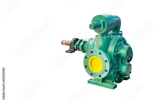 gear pump for conveying or transfer high viscosity fluid in industrial isolated background with clipping path