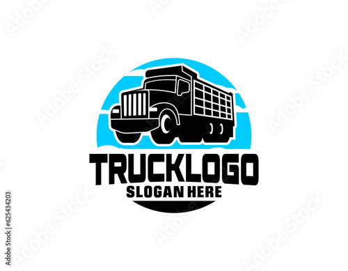Dump trucking company logo design. Tipper truck logo vector isolated. Ready made logo template set vector isolated