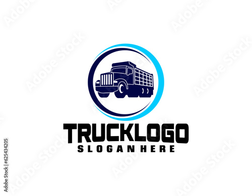 Dump trucking company logo design. Tipper truck logo vector isolated. Ready made logo template set vector isolated