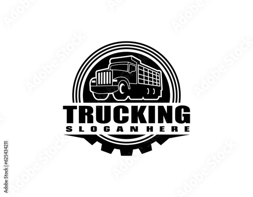 Dump truck company logo template. Ready made logo template set vector isolated