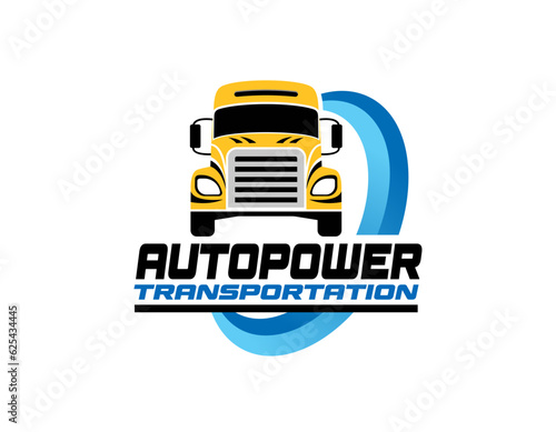 Trucking company emblem logo ready made logo template. Semi truck 18 wheeler freight badge logo vector isolated. Perfect logo for trucking and freight industry