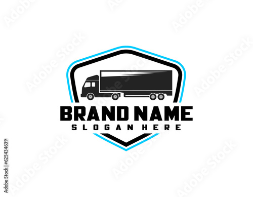 Business logo logistic truck design trailer transport, express cargo delivery company template idea