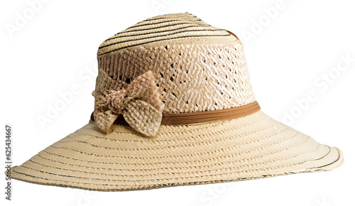 Straw hat isolated on white. Isolated Women's Straw Hat, a Versatile Statement of Summer Style on transparent background