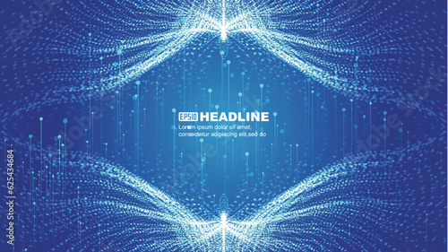 Blue symmetric abstract particle wings technology vector background