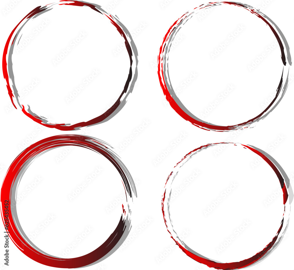 Four red vector circles in a gradient on a white background, 4 gradient ...