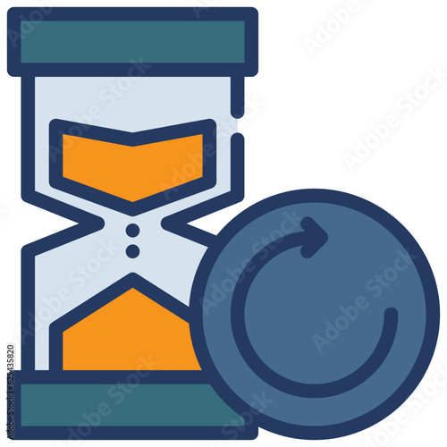 refresh renew date time sand watch icon filled outline