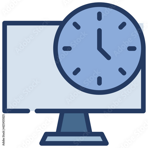 computer clock time date watch work icon filled outline