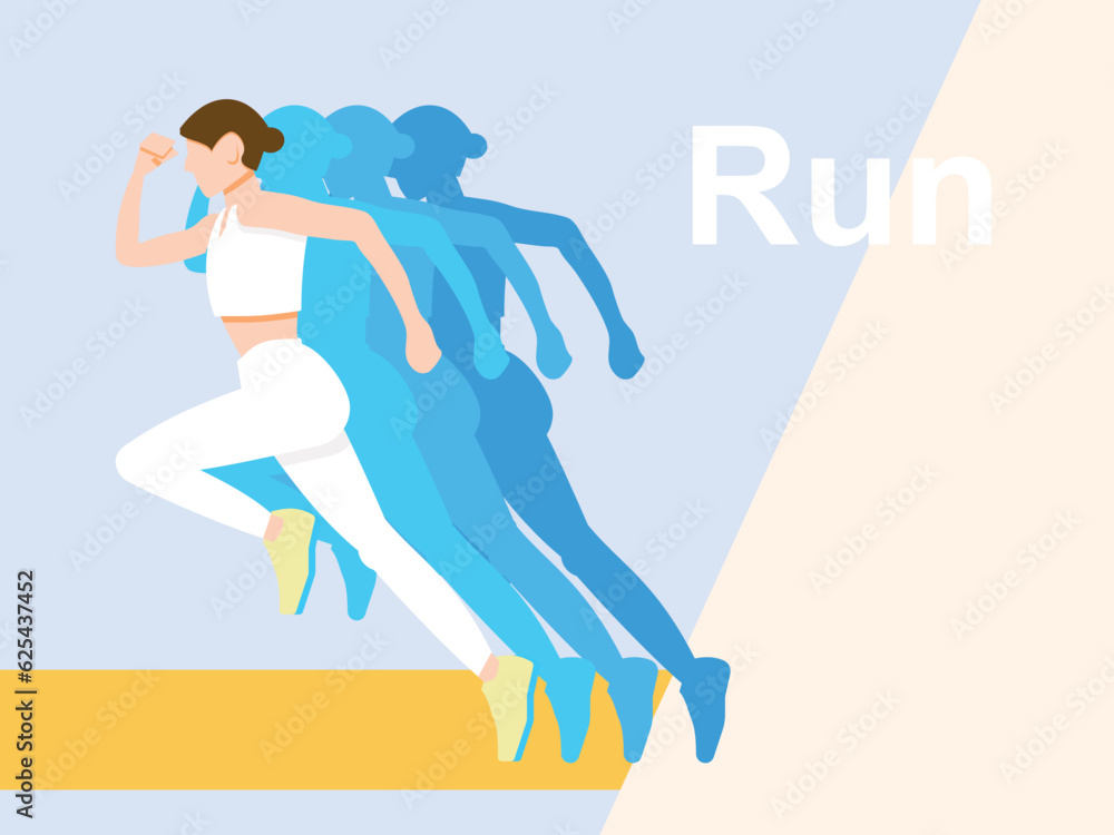 Run posture. Woman practicing Run. vector illustration design