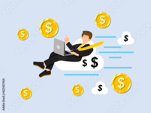 Businessman success. Inflation and financial concept. Male characters in trendy style.Flat vector illustration