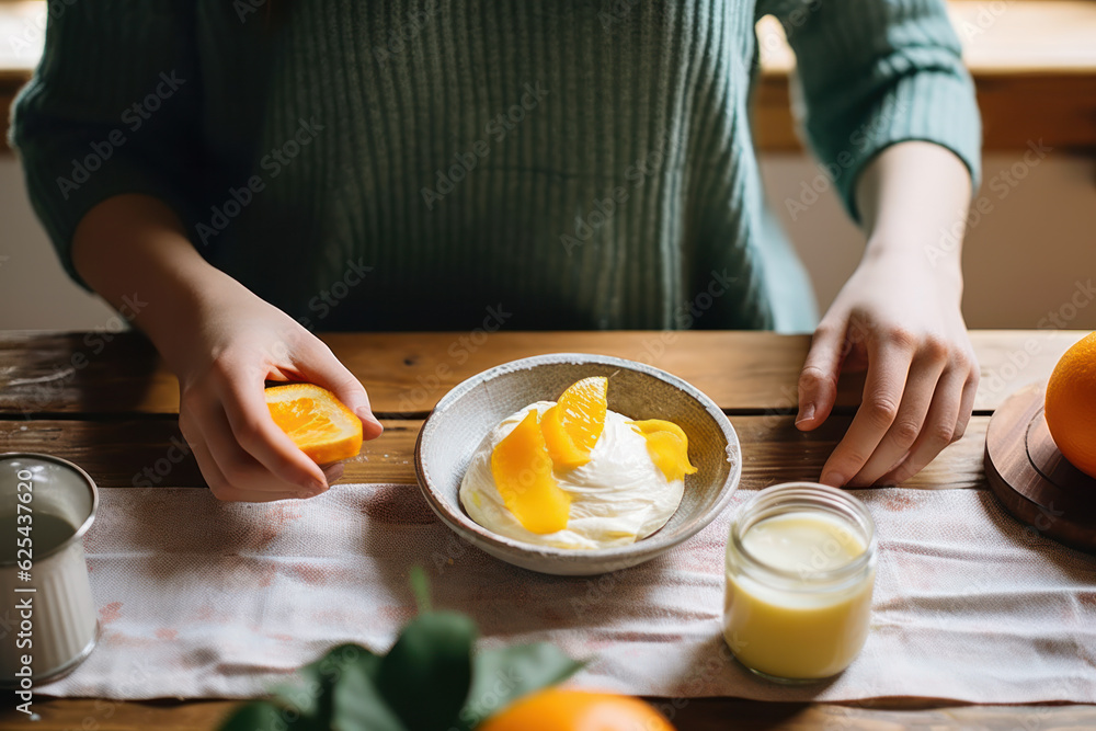 A person taking time to enjoy a homemade, nutritious breakfast. A person taking time to enjoy a homemade, nutritious breakfast.